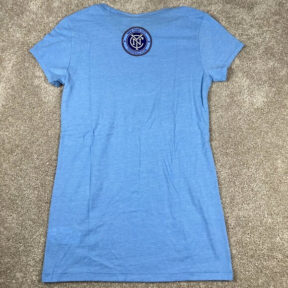 Adidas Womens Small Blue NYC Football Club The Bronx, NY MLS Soccer T-Shirt NWT - Picture 2 of 5